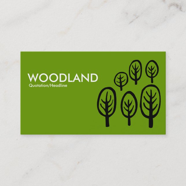 Tarjeta De Visita Woodland - Blanco y negro en verde (Anverso)