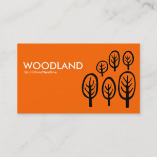 Tarjeta De Visita Woodland - Blanco y negro sobre Naranja