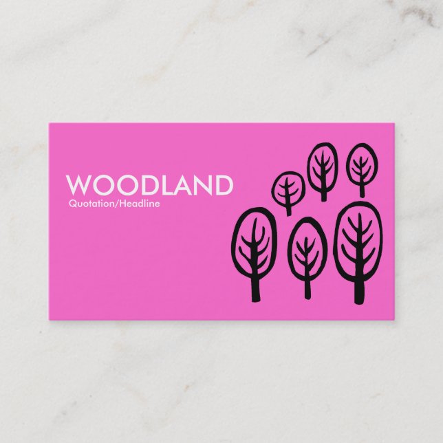 Tarjeta De Visita Woodland - Blanco y negro sobre rosa (Anverso)