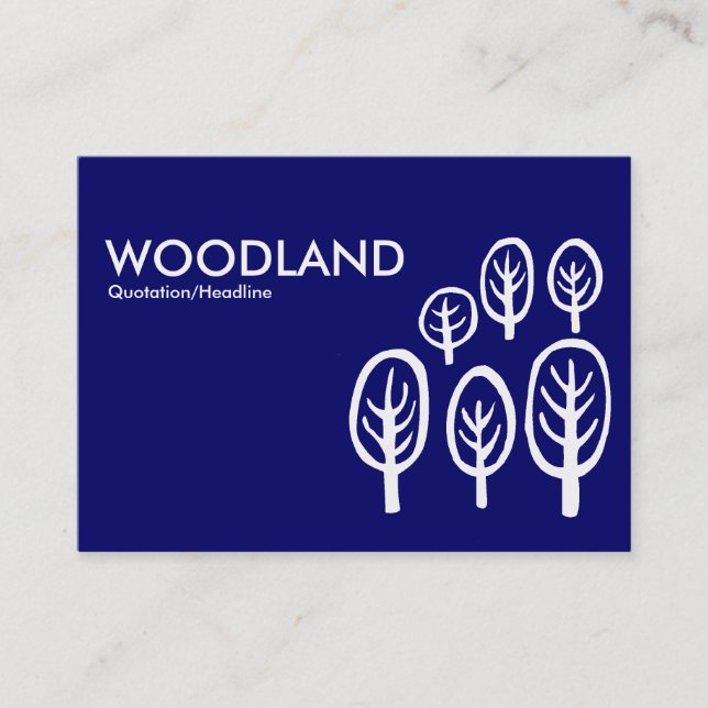 Tarjeta De Visita Woodland (Chubby) - Blanco sobre azul oscuro (Anverso)