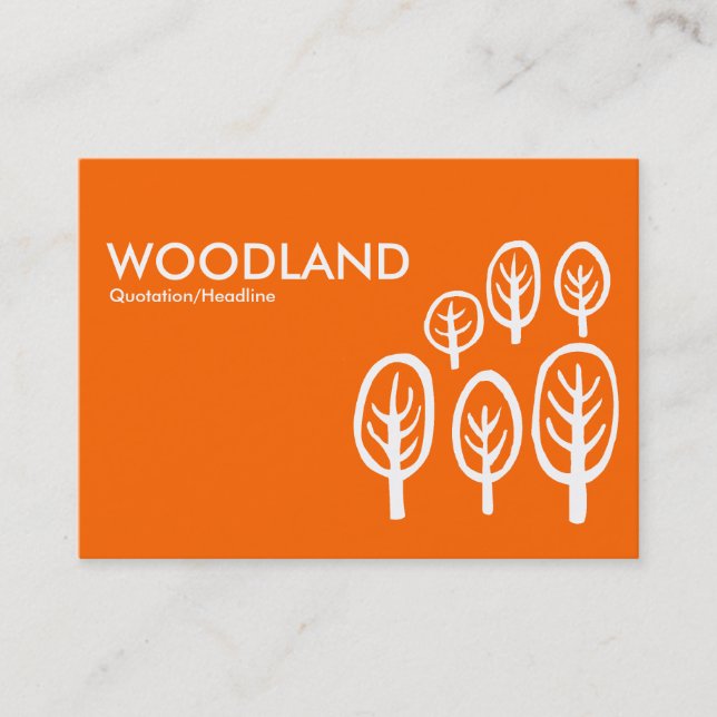 Tarjeta De Visita Woodland (Chubby) - Blanco sobre Naranja (Anverso)