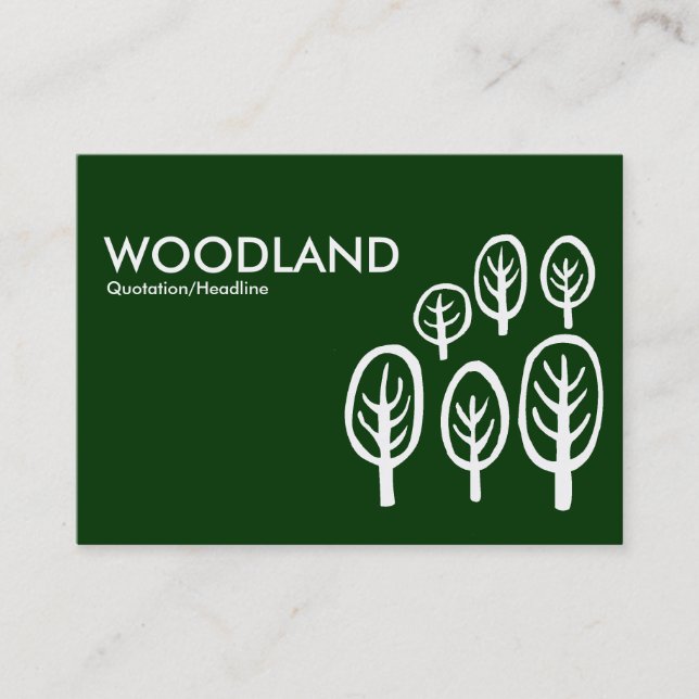 Tarjeta De Visita Woodland (Chubby) - Blanco sobre verde oscuro (Anverso)