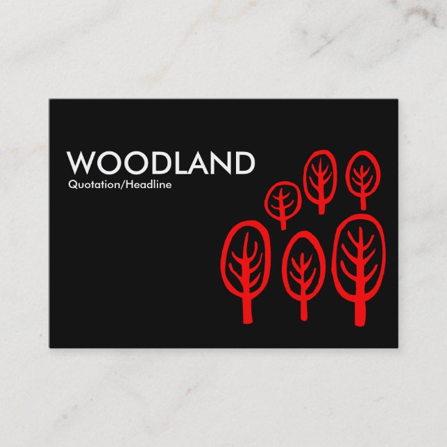 Tarjeta De Visita Woodland (Chubby) - Rojo sobre negro (Anverso)