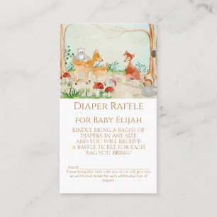 Tarjeta De Visita Woodland Creations Fox Deer Diaper Raffle Rustic