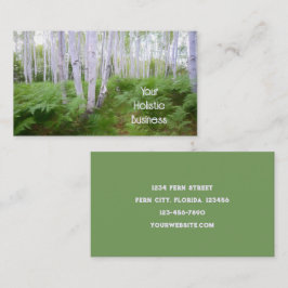 Tarjeta De Visita Woodland Fern Green Forest Birch Trees holístico