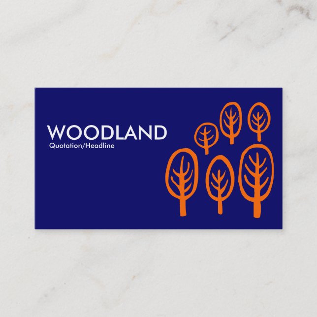Tarjeta De Visita Woodland - Naranja en azul oscuro (Anverso)