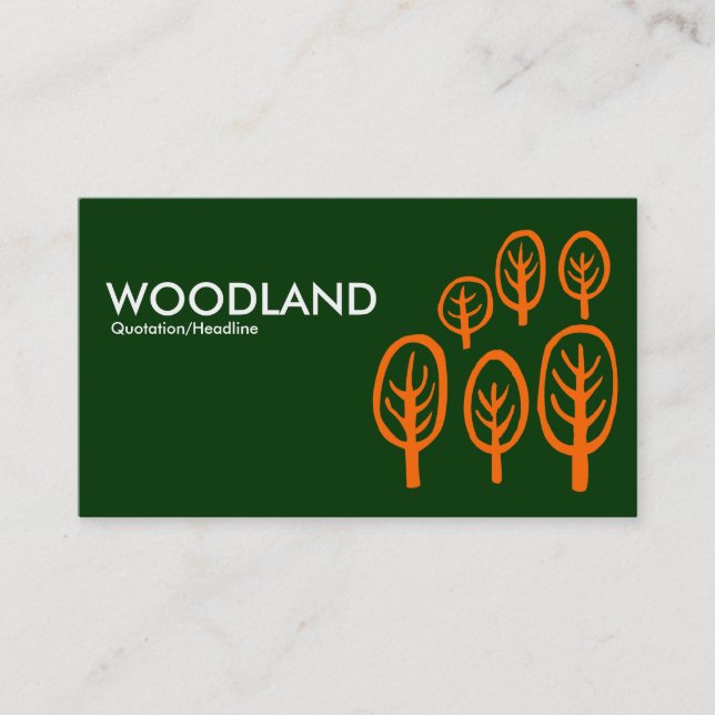 Tarjeta De Visita Woodland - Naranja en verde oscuro (Anverso)