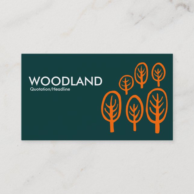 Tarjeta De Visita Woodland - Naranja sobre el verde oscuro Verde azu (Anverso)