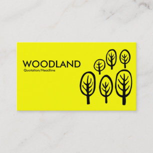 Tarjeta De Visita Woodland - Negro sobre amarillo