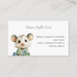 Tarjeta De Visita Woodland Opossum Baby Shower • Diaper Raffle Card