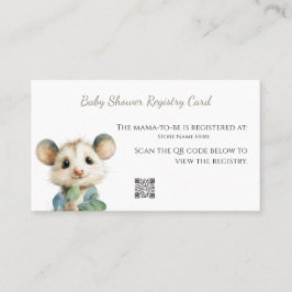 Tarjeta De Visita Woodland Opossum Baby Shower • Registry Card