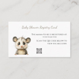 Tarjeta De Visita Woodland Opossum Baby Shower • Registry Card