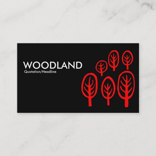 Tarjeta De Visita Woodland - Rojo sobre negro (Anverso)