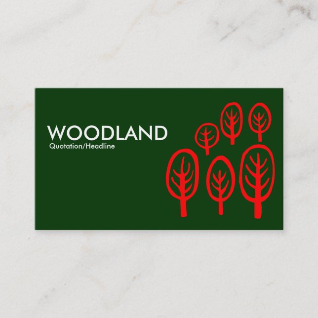 Tarjeta De Visita Woodland - Rojo sobre verde oscuro (Anverso)