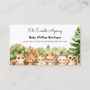 Tarjeta De Visita Woodland Simple Cute Baby Clotique