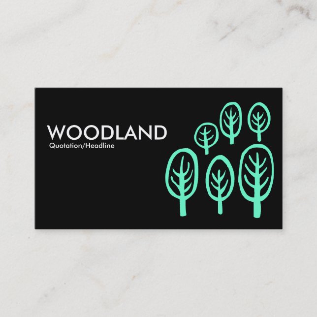 Tarjeta De Visita Woodland - Turquesa en negro (Anverso)