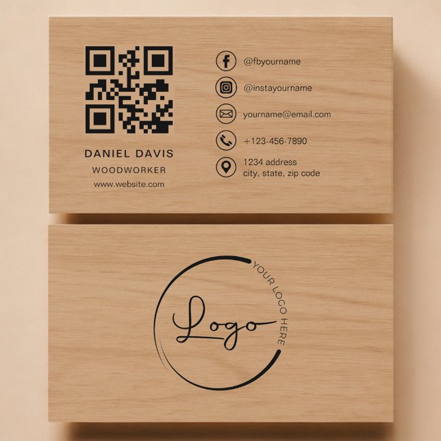 Tarjeta De Visita Woodworker Wood Professional QR Code (Subido por el creador)