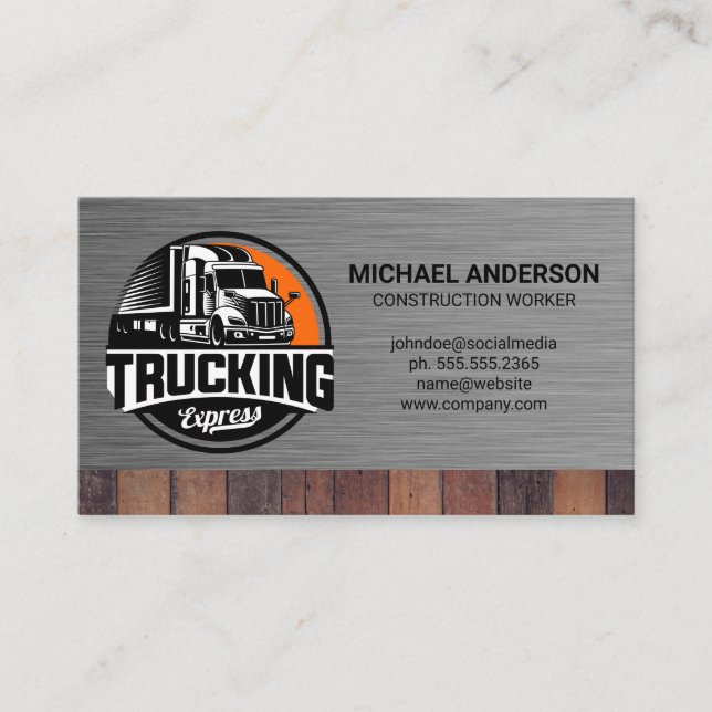 Tarjeta De Visita Work Truck Transport | Steel | Wood (Anverso)