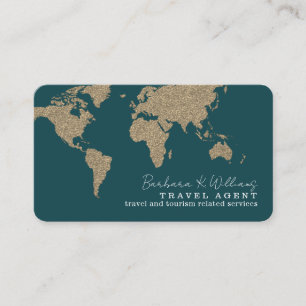 Tarjeta De Visita World Map Blue de International Travel Agent