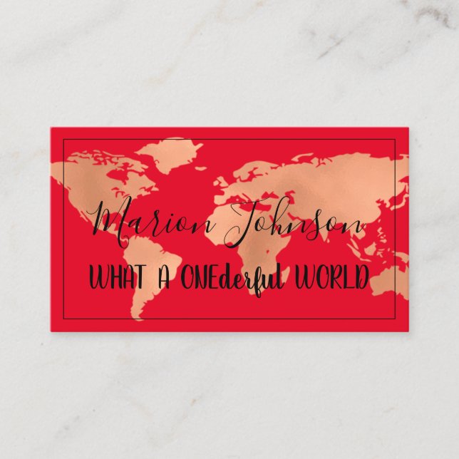 Tarjeta De Visita World Map Glapa Agencia de viajes Red Cooper (Anverso)