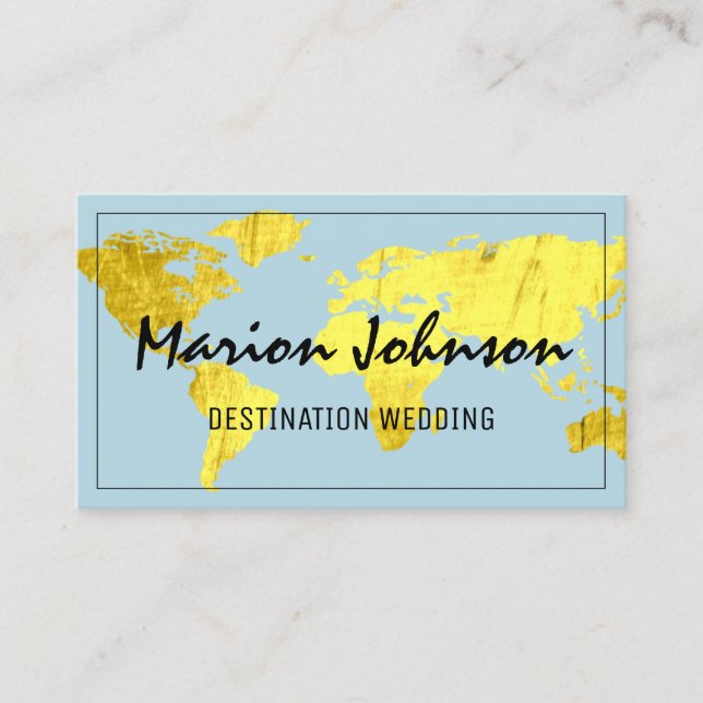 Tarjeta De Visita World Map Globe Travel Agency Gold (Anverso)