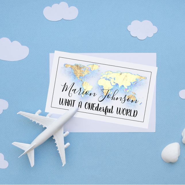 Tarjeta De Visita World Map Globe Travel Agency Gold Blue Logo (Subido por el creador)