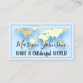 Tarjeta De Visita World Map Globe Travel Agency Gold Ocean Logo