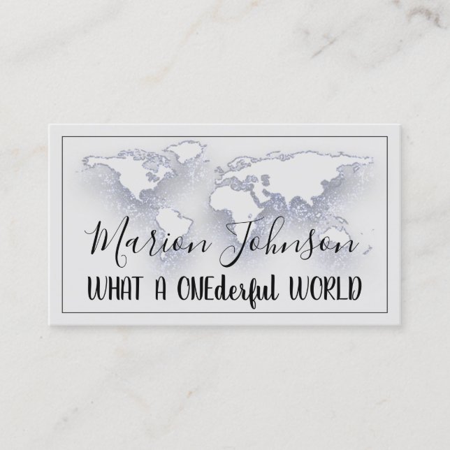 Tarjeta De Visita World Map Globe Travel Agency Gray Logo QR (Anverso)