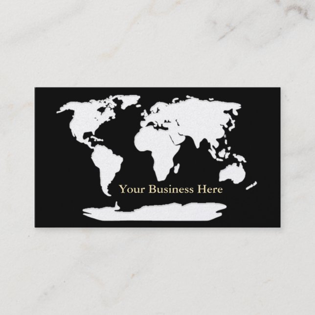 Tarjeta De Visita World Map Gold/Black Business Card 1 (Anverso)