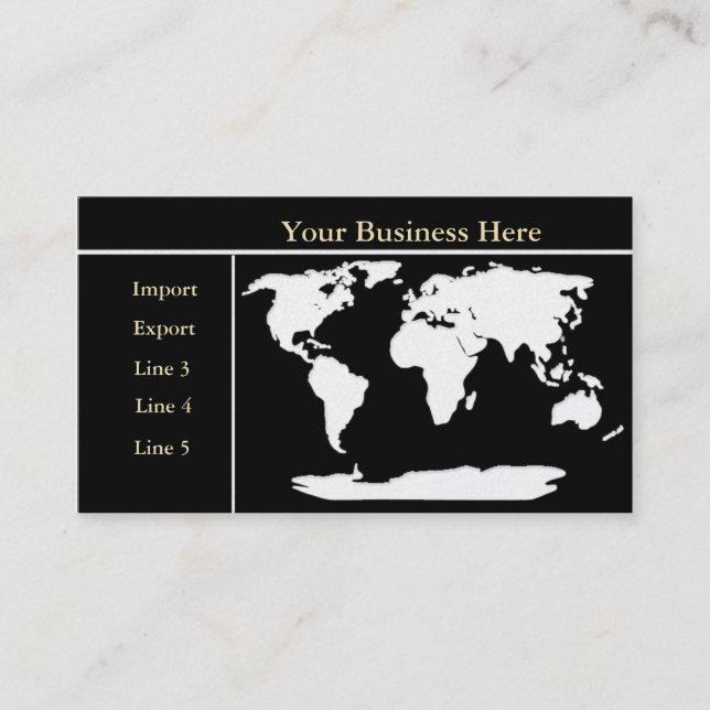 Tarjeta De Visita World Map Gold/Black Business Card 2 (Anverso)