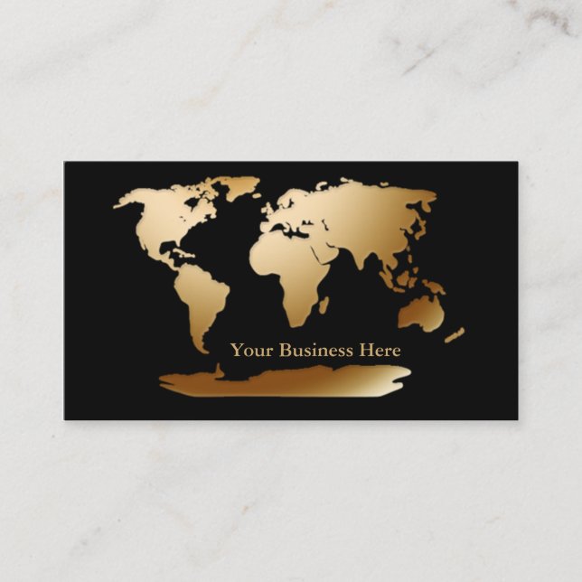 Tarjeta De Visita World Map Gold/Black Business Card 3 (Anverso)