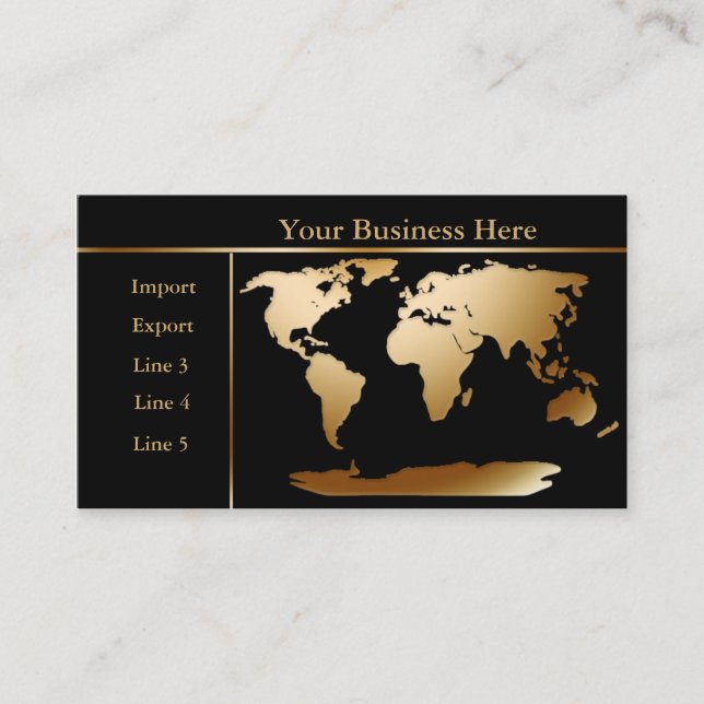 Tarjeta De Visita World Map Gold/Black Business Card 4 (Anverso)