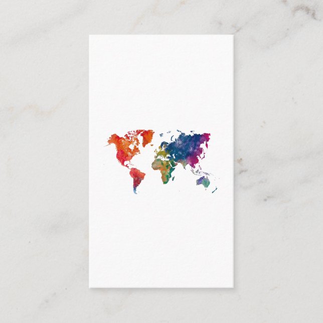 Tarjeta De Visita World map in watercolor (Anverso)