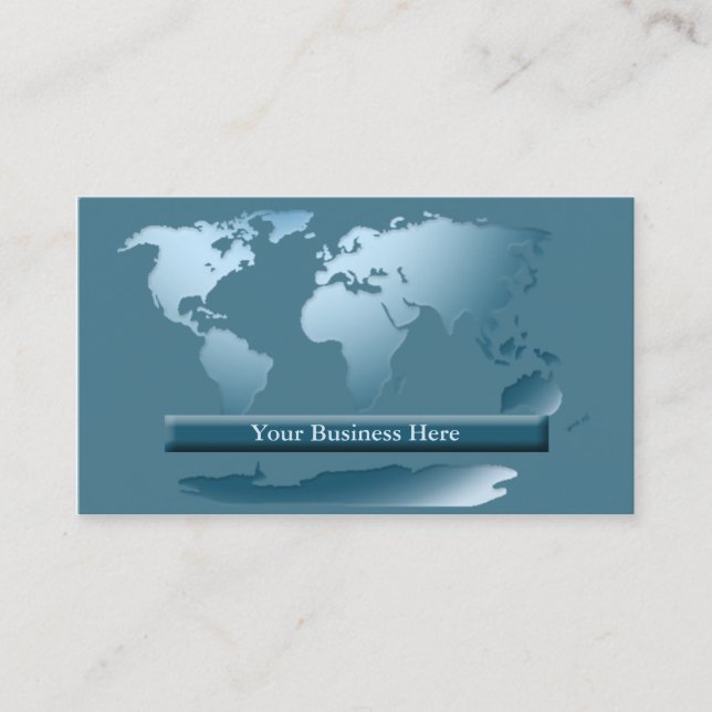 Tarjeta De Visita World Map Ocean Blue Business Card 1 (Anverso)