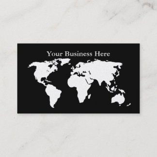 Tarjeta De Visita World Map Platinum/Black Business Card