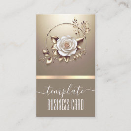 Tarjeta De Visita Wreath, Bonito de caligrafía floral beige de lujo