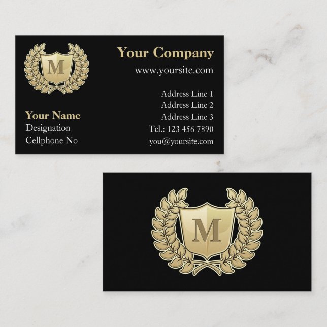 Tarjeta De Visita Wreath con Escudo (Anverso / Reverso)