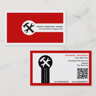 Tarjeta De Visita Wrench and hammer handyman construction red