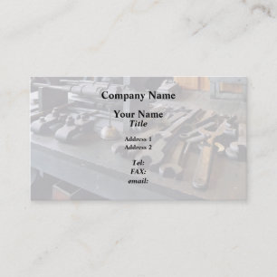 Tarjeta De Visita Wrenches and Oil Can in Machine Shop
