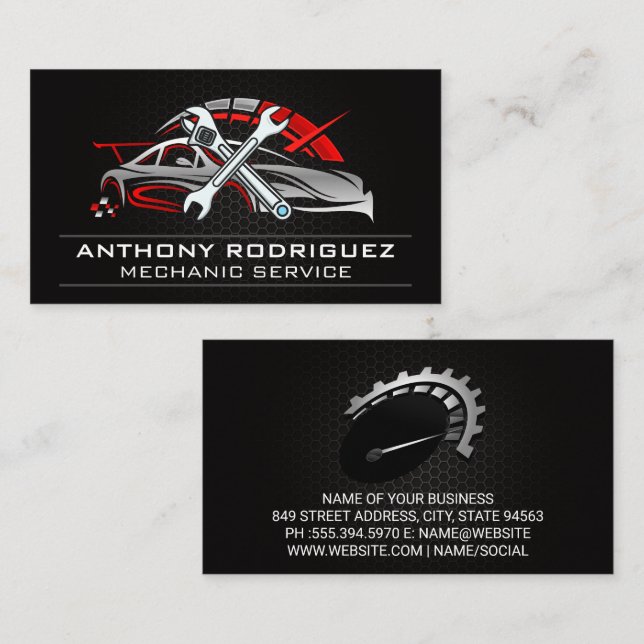 Tarjeta De Visita Wrenches | Auto Sports Car Services (Anverso / Reverso)
