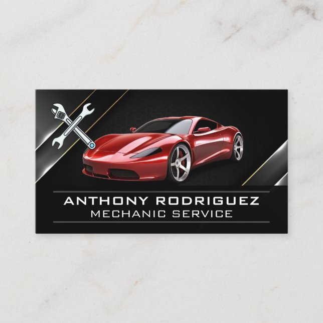 Tarjeta De Visita Wrenches | Coche deportivo rojo (Anverso)