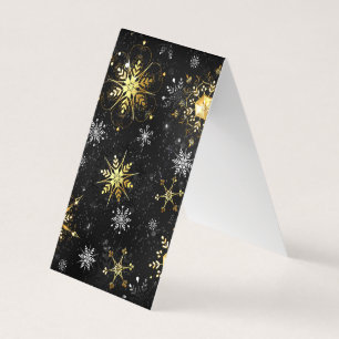 Tarjeta De Visita Xmas copos de nieve dorados sobre fondo negro