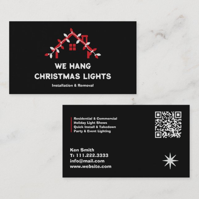 Tarjeta De Visita 🎄 Xmas Lights Installation QR (Anverso / Reverso)
