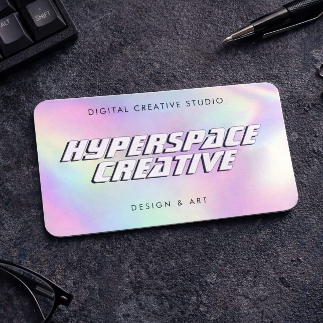 Tarjeta De Visita Y2K Holographic Retro Futuristic Faux Iridescent (Subido por el creador)