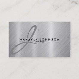 Tarjeta De Visita Y elegante aluminio cepillado monograma gris