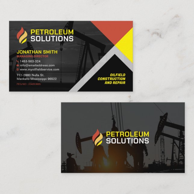 Tarjeta De Visita Yacimientos petrolíferos, petróleo y gas, platafor (Anverso / Reverso)
