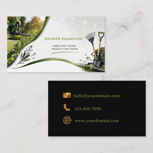 Tarjeta De Visita Yard Work Gardner Lawn Care Business Card (Anverso / Reverso)