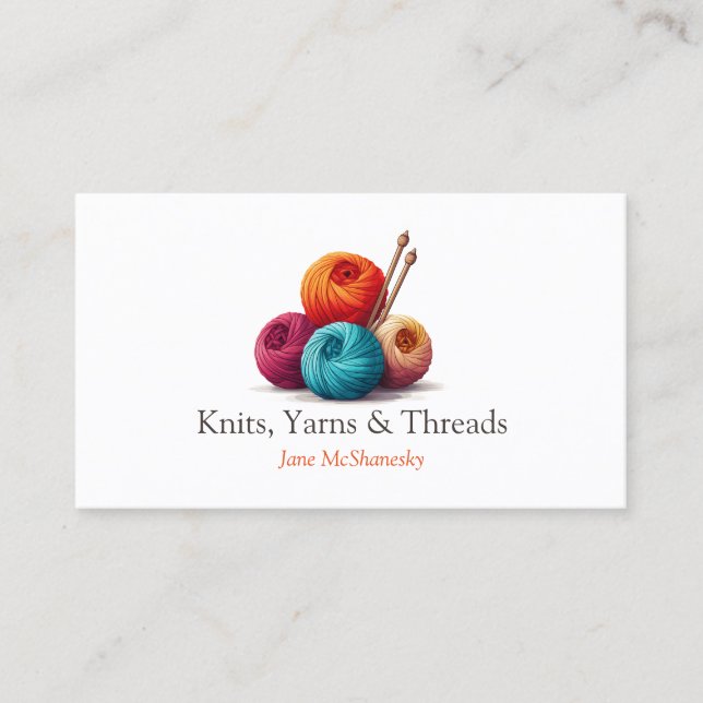 Tarjeta De Visita Yarn, Knits, Crochet Craft Business (Anverso)