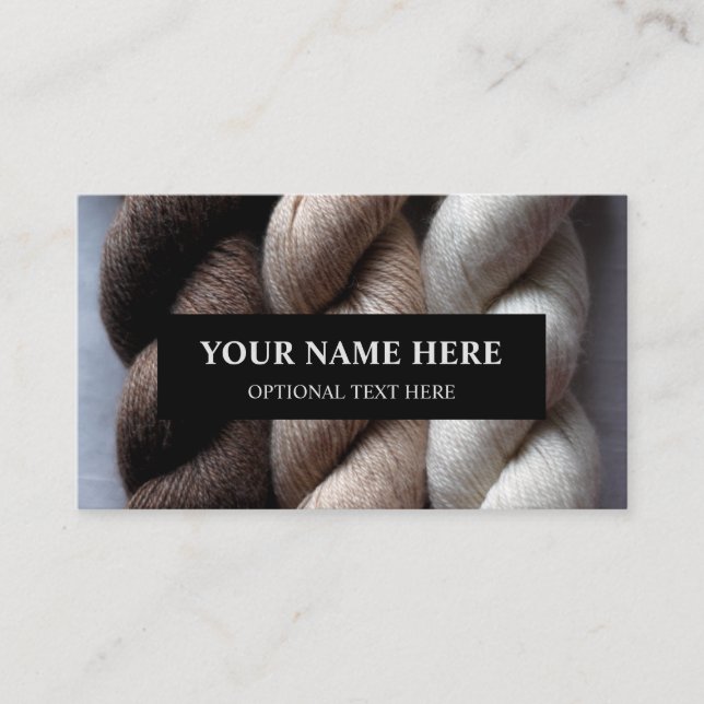 Tarjeta De Visita Yarn Knitt Brown Beige Cream Alpaca Yarn (Anverso)