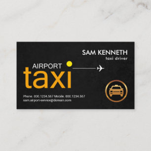 Tarjeta De Visita Yellow Airport Taxi Signage Black Grunge Driver